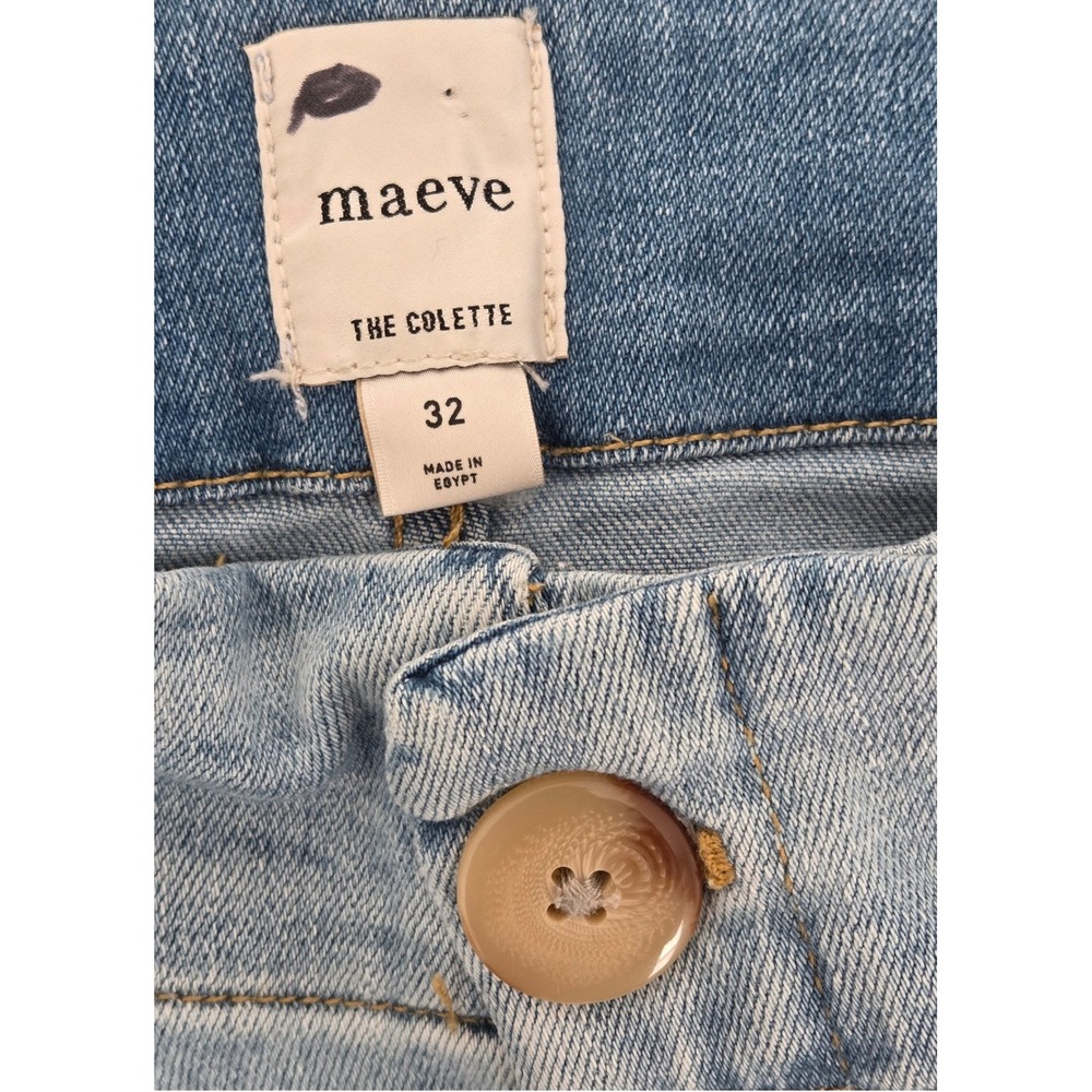 Maeve Anthropologie Colette Wide Leg Jeans Women 32 Light Wash Blue Denim Pocket - Picture 2 of 4